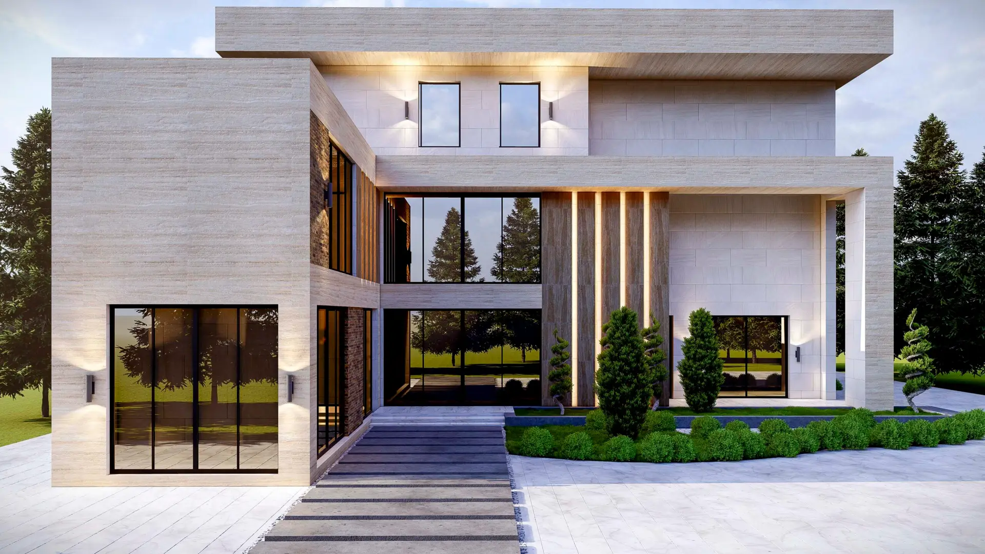 تصميم,واجهات,معماية,حديقة,واجهه,رخام,مودرن,arch